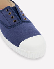 Laceless Canvas Plimsoll - Navy