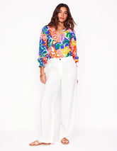 Evie Double Cloth Top - Multi, Foliage Twirl