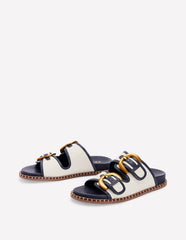 Alberta Footbed Sandals - Ivory/Navy