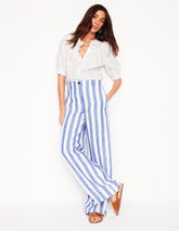 Westbourne Linen Pants - Bright Blue Stripe