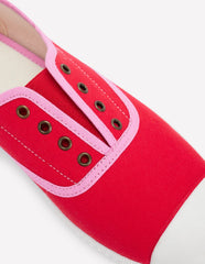 Laceless Canvas Plimsoll - Post Box Red/Soft Pink