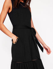 Mila Trim Tiered Jersey Dress - Black