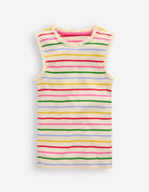 Ribbed Lace Trim Tank Top - Multi Stripe