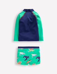 Fun Rash Vest Set - Aquamarine Blue Turtles