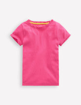 Short Sleeve Ribbed T-shirt - Flamingo Pink