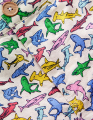 Cotton Linen Shorts - Multi Micro Sharks