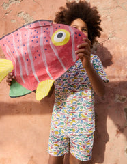 Cotton Linen Shorts - Multi Micro Sharks