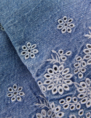 Broderie Hem Pants - Denim
