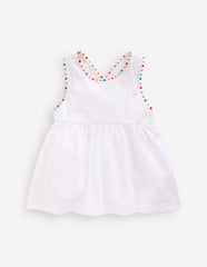 Cross - back Pom Top - White