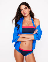 Santorini Bikini Bottoms - Navy/ Coral Punch Pink/ Blue