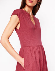 Chloe Jersey Midi Dress - Terracotta Red