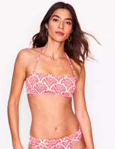 Milos Smocked Bikini Top - Jam Red, Blossomy