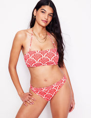 Milos Smocked Bikini Top - Jam Red, Blossomy