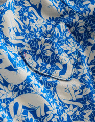 Heart Pocket Fun Jersey Dress - Kingfisher Blue Kitten Meadow
