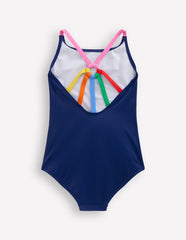 Selena Rainbow Strap Swimsuit - College Navy