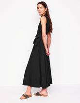 Aria Broderie Trim Midi Dress - Black