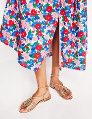 Multi Strap Flat Sandal - Gold
