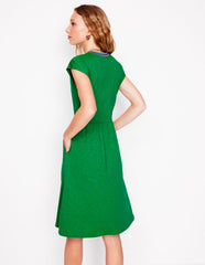 Chloe Embroidered Short Dress - Rich Emerald