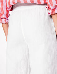 Cropped Double Cloth Pants - White