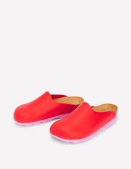 Lyla Colour Block Clogs - Post Box Red/Soft Pink