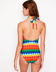 Ruched Loop Swimsuit - Multi, Scallop Stripe