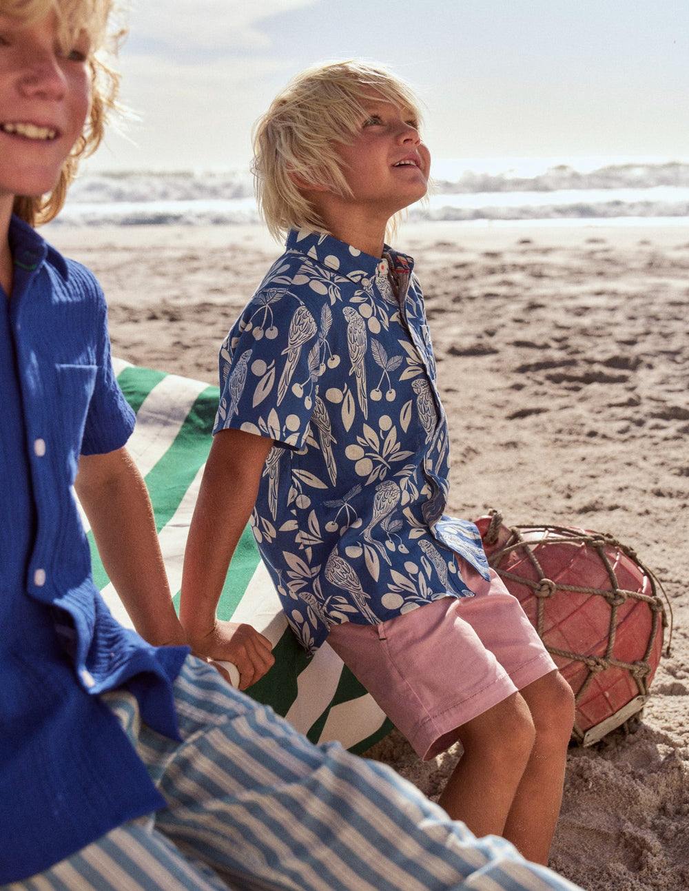 Cotton Linen Shirt - Blue Parrot Palm