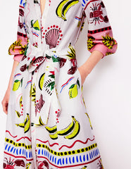 Clara Linen Blend Shirt Dress - Multi, Tropical Bonanza