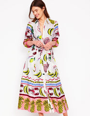 Clara Linen Blend Shirt Dress - Multi, Tropical Bonanza