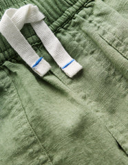 Cotton Linen Pull - On Pants - Newt Green