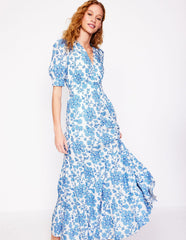 Bella Puff Sleeve Maxi Dress - Ivory, Trailing Yarrow