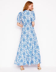 Bella Puff Sleeve Maxi Dress - Ivory, Trailing Yarrow