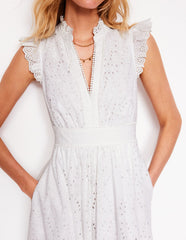 Wren Broderie Midi Dress - Ivory, Broderie