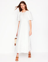 Empire Broderie Tea Dress - White