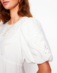 Empire Broderie Tea Dress - White