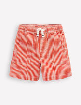 Pull - On Cotton Shorts - Red Ticking
