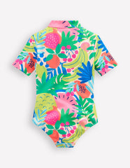 Short - sleeved Swimsuit - Multi Tropical Fruit