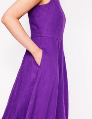 Carla Linen Midi Dress - Royal Purple