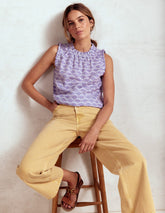 Sophie Ruffle Linen Top - Purple, Deco Palm