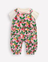 Short Sleeve Overalls Set - Strawberry Patch