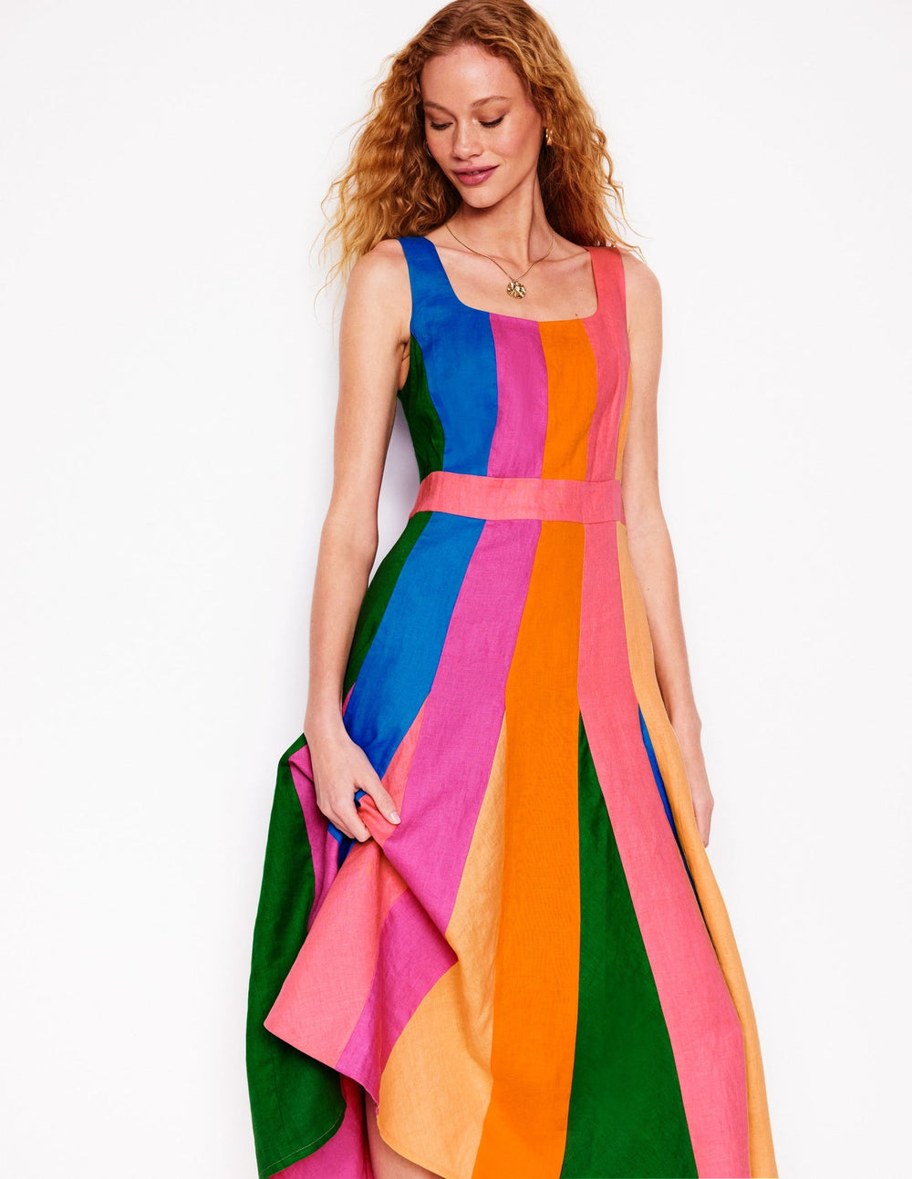 Seam Detail Fit & Flare Dress - Multi Colourblock