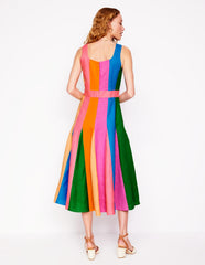 Seam Detail Fit & Flare Dress - Multi Colourblock