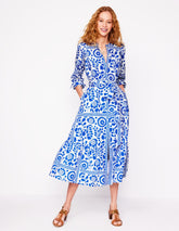 Mia Tiered Shirt Dress - Gallery Blue, Vine Tile