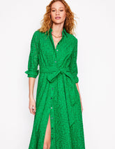 Amy Broderie Midi Shirt Dress - Rich Emerald