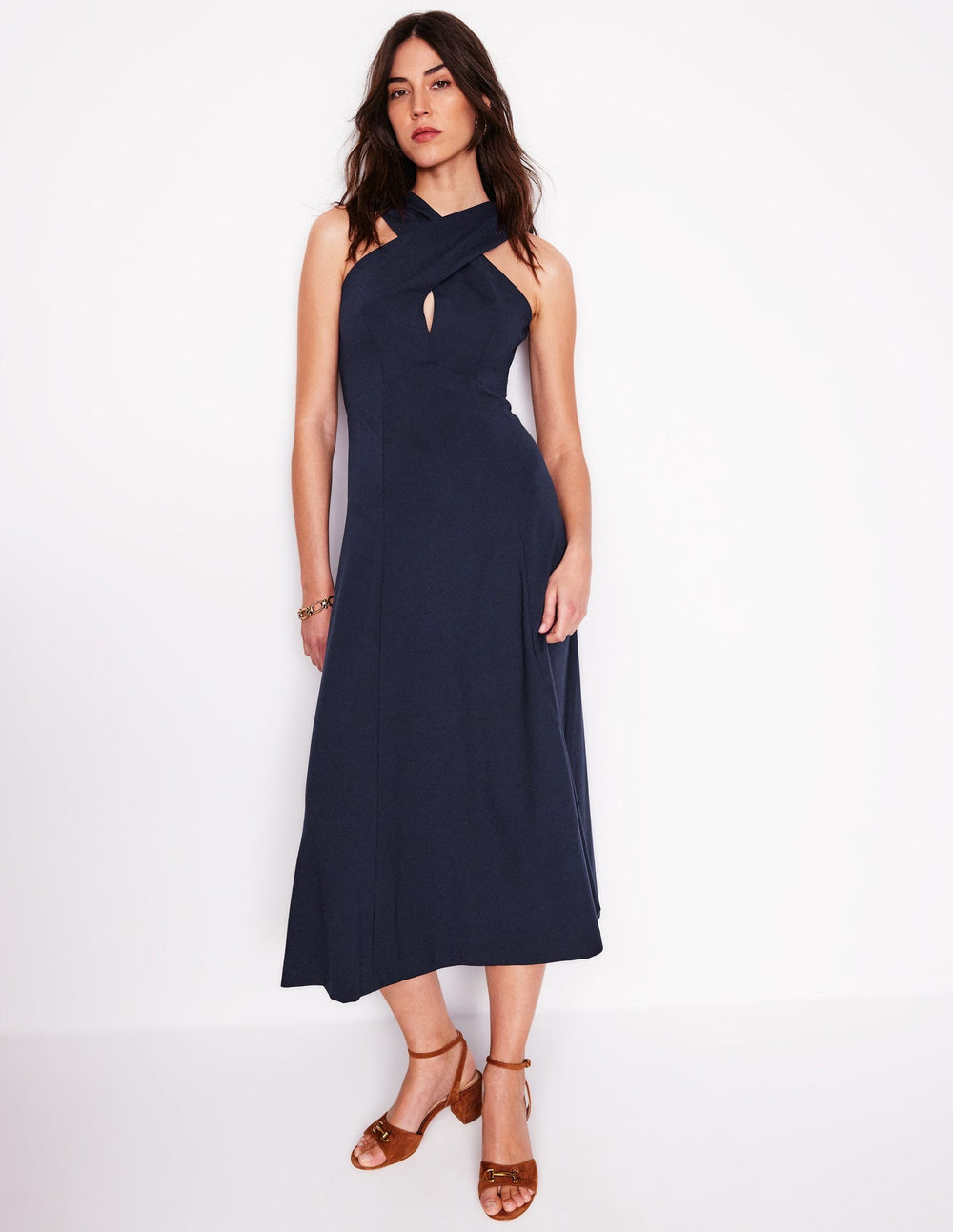 Cross Front Ponte Dress - Navy