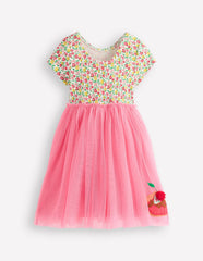 Ami Applique Tulle Dress - Salmon Pink Desserts