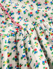 Puff Sleeve Double Cloth Dress - Soft Ivory Ditsy Floral