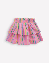 Tiered Woven Skirt - Pink Multi Stripe