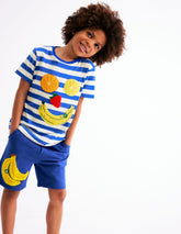 Short Sleeve Bouclé T-shirt - Gallery Blue/ Ivory Fruit Face