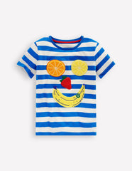 Short Sleeve Bouclé T-shirt - Gallery Blue/ Ivory Fruit Face