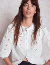 Alicia Cutwork Linen Top - White, Cutwork Embroidery